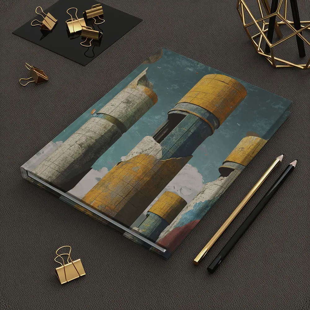 Brutalist Towers Surreal Sky Abstract Art – Notebooks