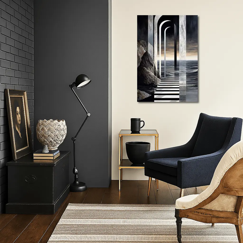 Surreal Arches Ocean Dark Atmospheric Art – Wall Art