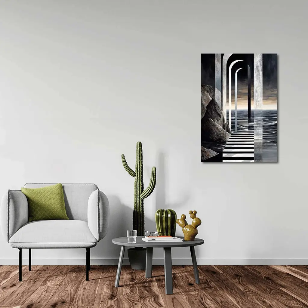 Surreal Arches Ocean Dark Atmospheric Art – Wall Art