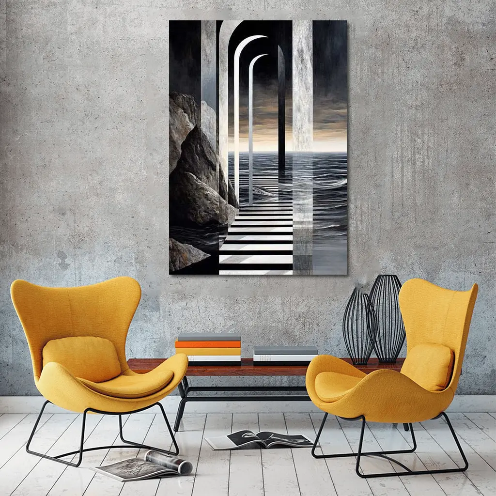 Surreal Arches Ocean Dark Atmospheric Art – Wall Art