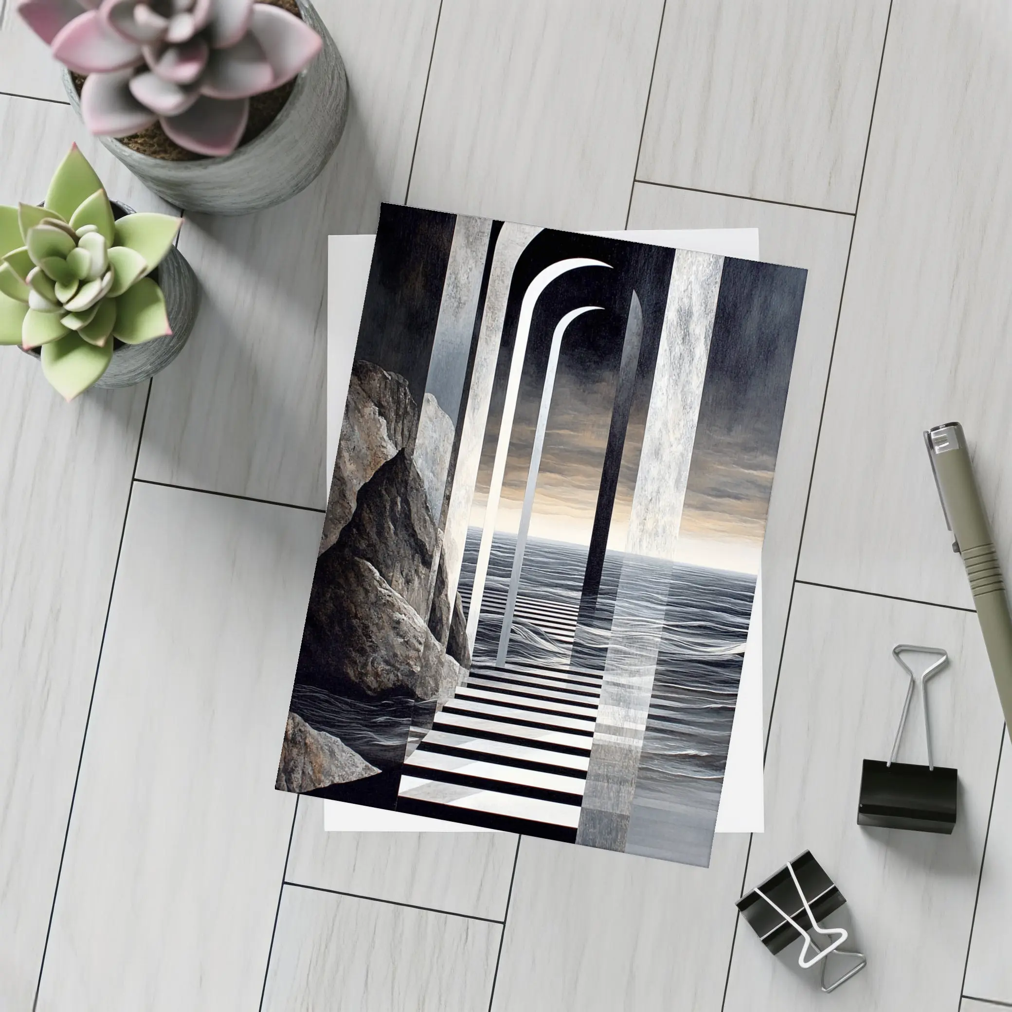 Surreal Arches Ocean Dark Atmospheric Art – Postcards