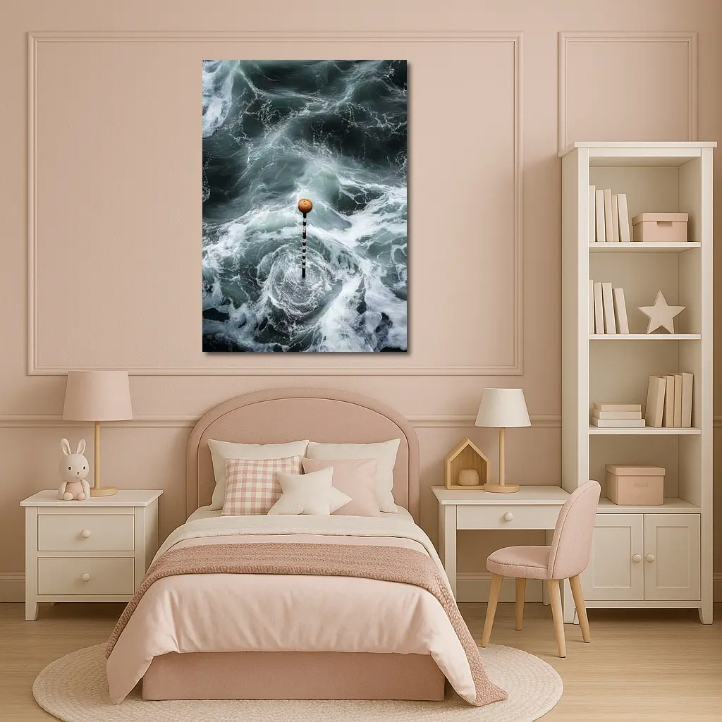 Ocean Buoy Swirling Dark Stormy Waves – Wall Art