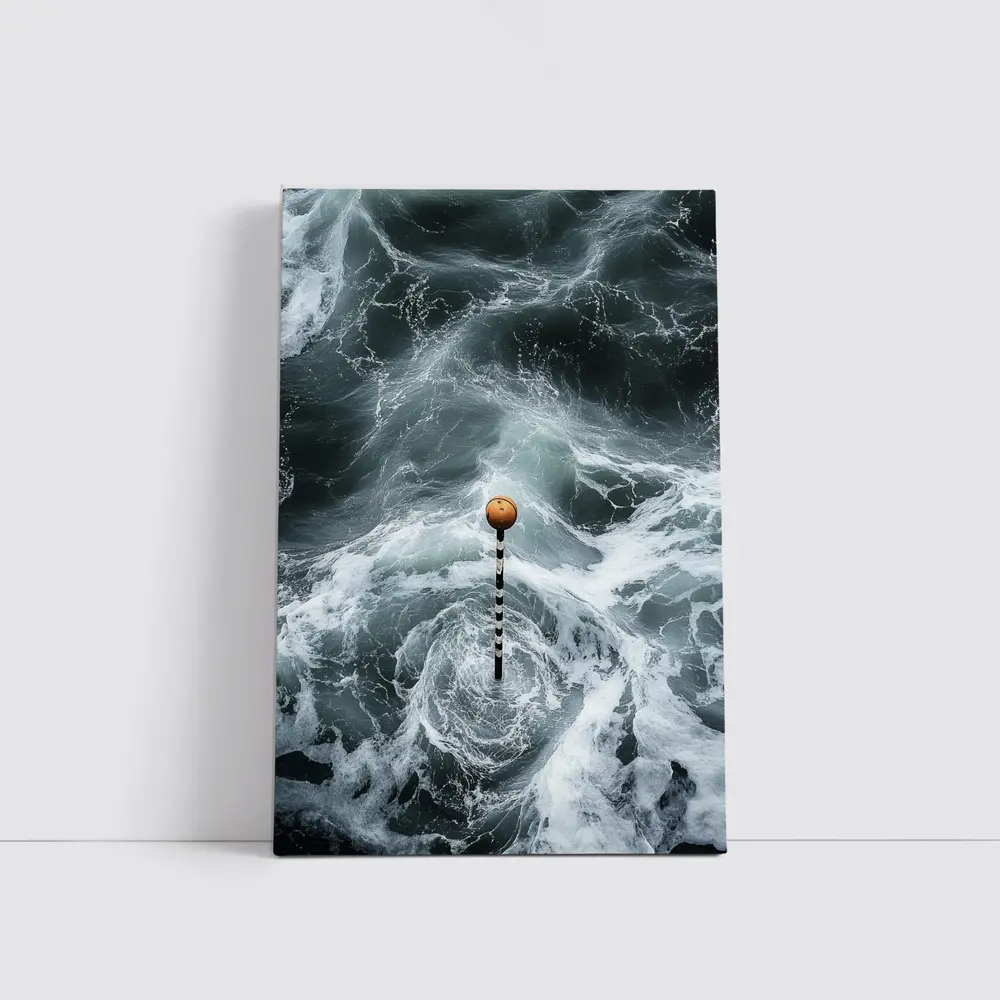 Ocean Buoy Swirling Dark Stormy Waves – Wall Art