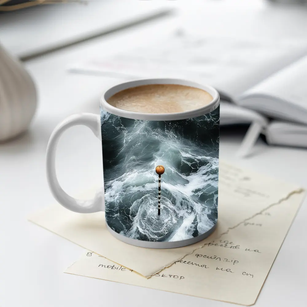 Ocean Buoy Swirling Dark Stormy Waves – Mugs