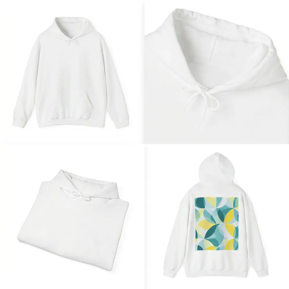 Teal Yellow Overlapping Circles Geometric Pattern – Hoodies