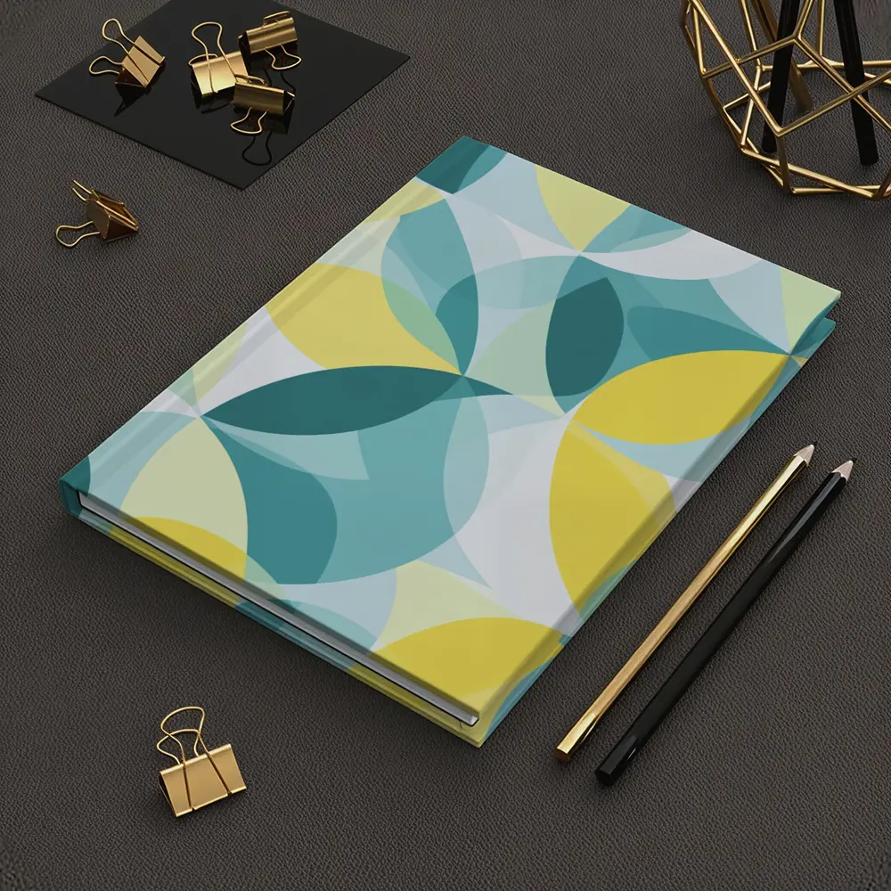 Teal Yellow Overlapping Circles Geometric Pattern – Notebooks