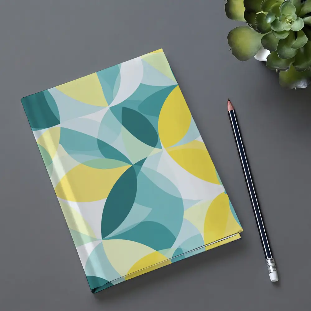 Teal Yellow Overlapping Circles Geometric Pattern – Notebooks