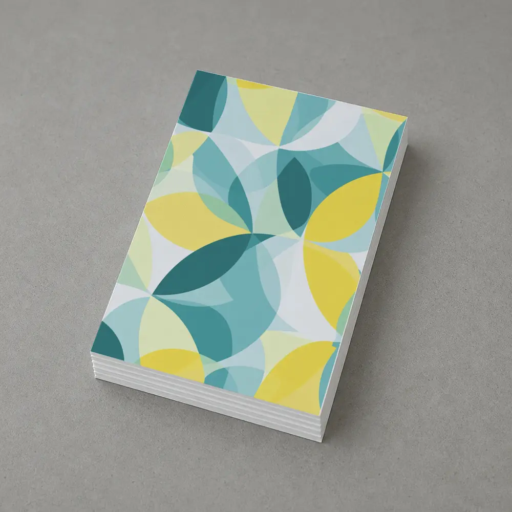 Teal Yellow Overlapping Circles Geometric Pattern – Postcards
