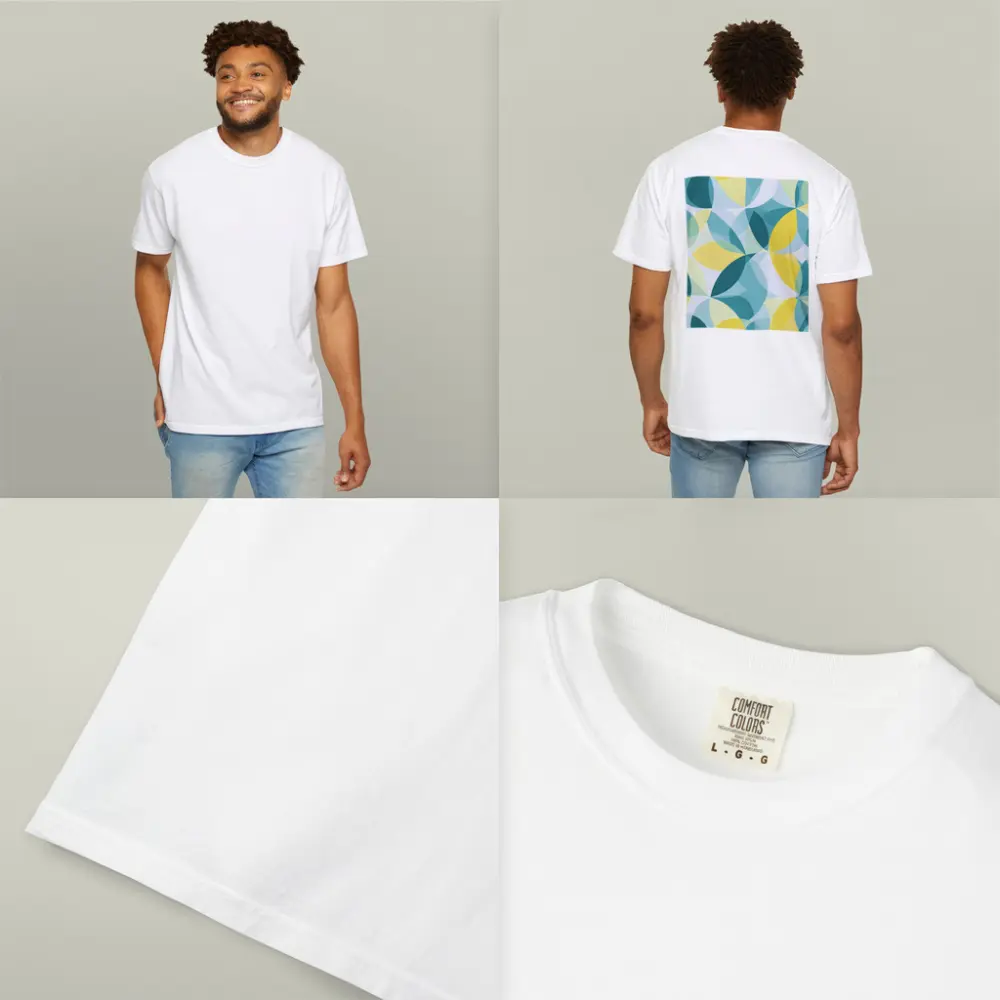 Teal Yellow Overlapping Circles Geometric Pattern – T-Shirts