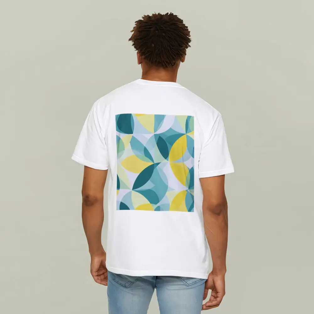 Teal Yellow Overlapping Circles Geometric Pattern – T-Shirts