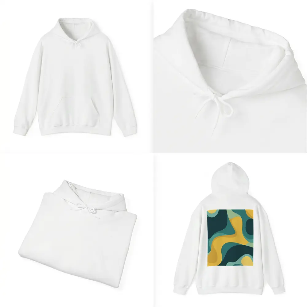 Teal and Yellow Abstract Wavy Organic Shapes – Hoodies