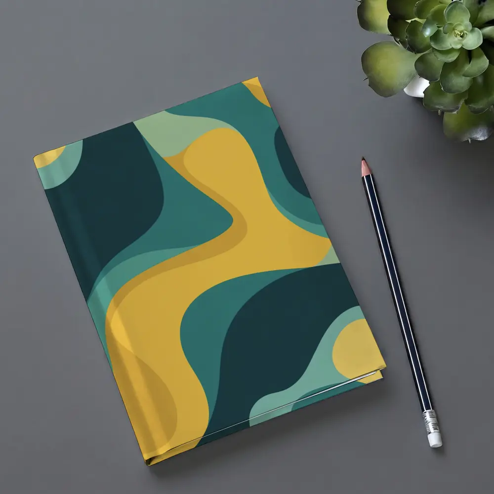 Teal and Yellow Abstract Wavy Organic Shapes – Notebooks