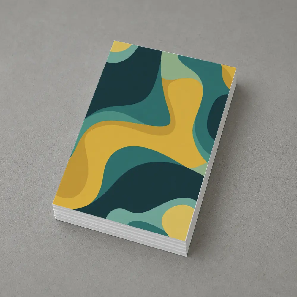 Teal and Yellow Abstract Wavy Organic Shapes – Postcards