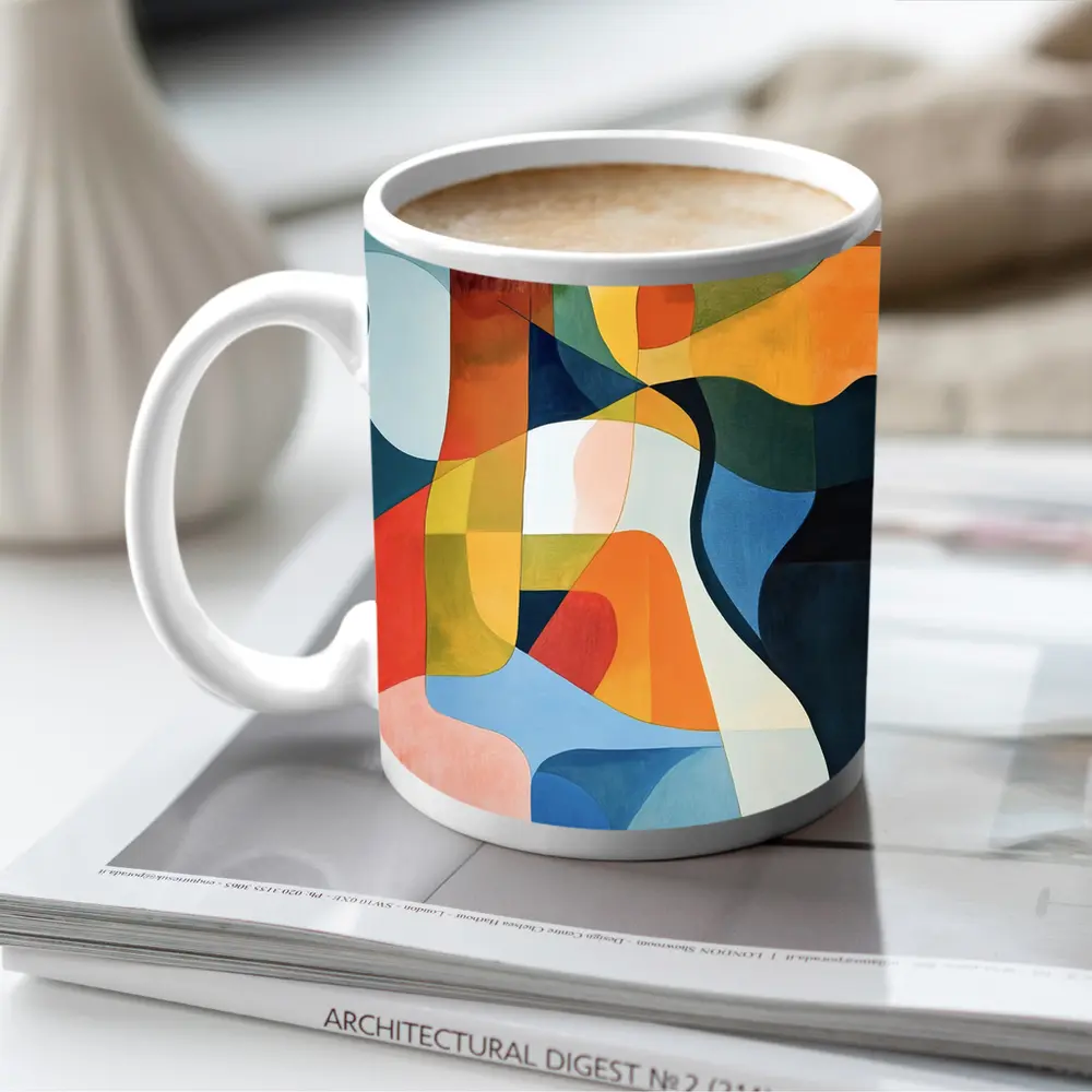 Bold Abstract Shapes Colorful Modern Art – Mugs