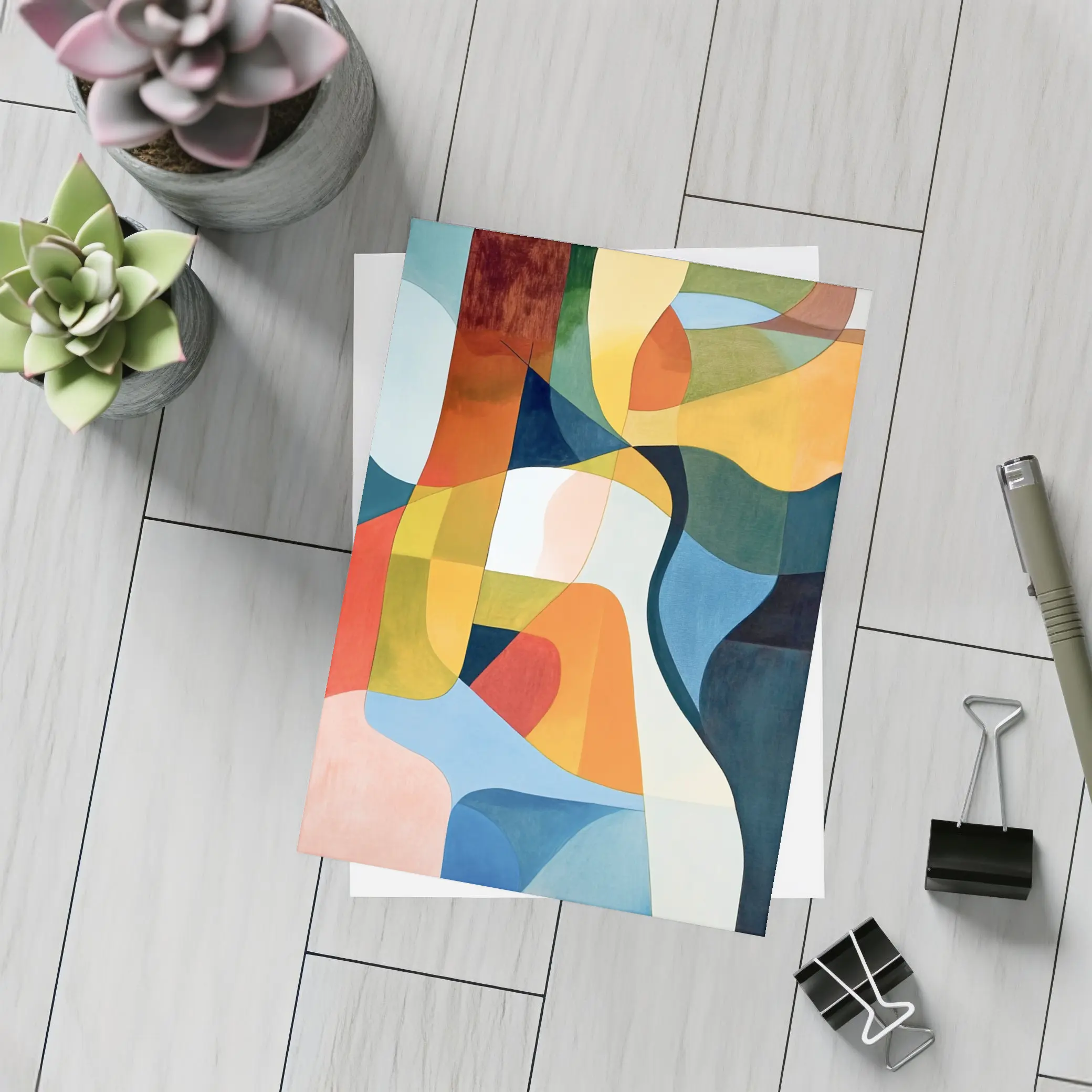 Bold Abstract Shapes Colorful Modern Art – Postcards