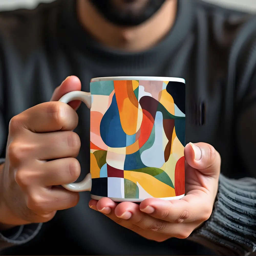 Colorful Abstract Organic Shapes Modern Art – Mugs