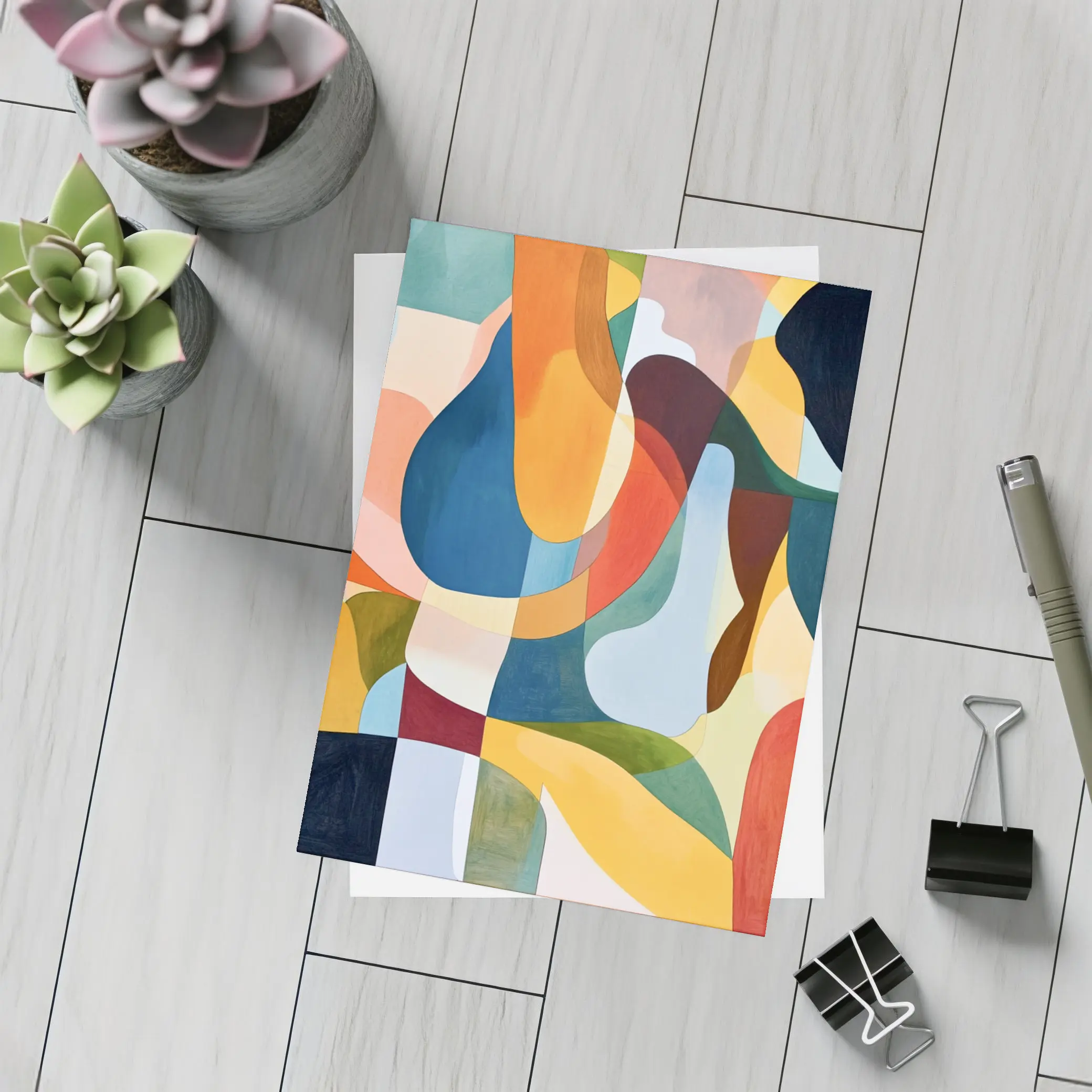 Colorful Abstract Organic Shapes Modern Art – Postcards