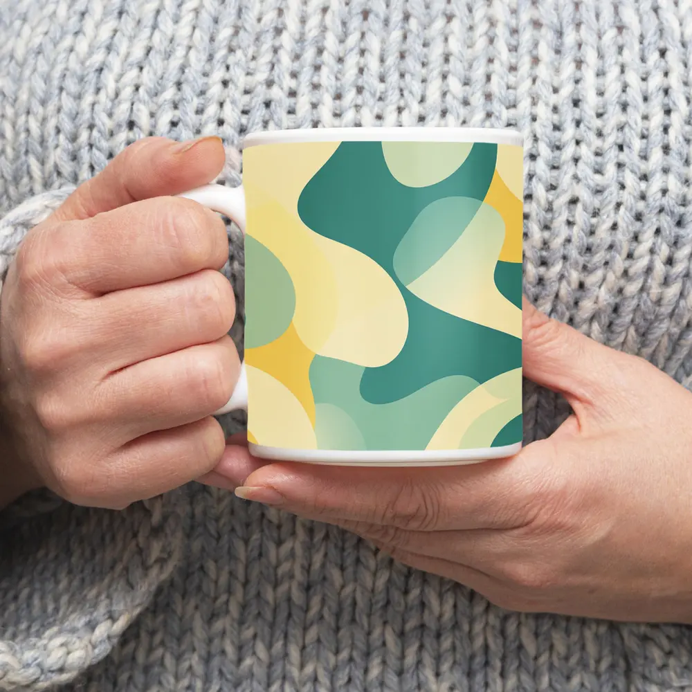 Teal Yellow Abstract Organic Blob Pattern – Mugs