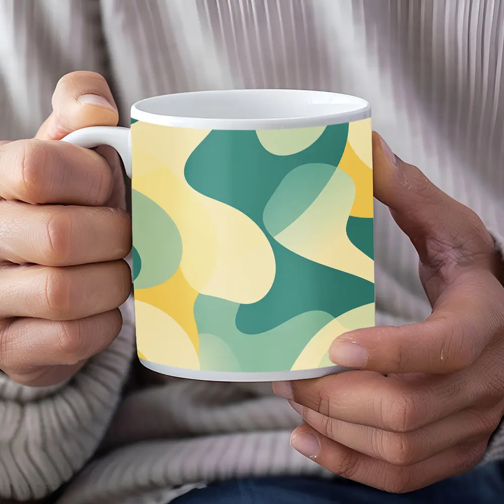 Teal Yellow Abstract Organic Blob Pattern – Mugs
