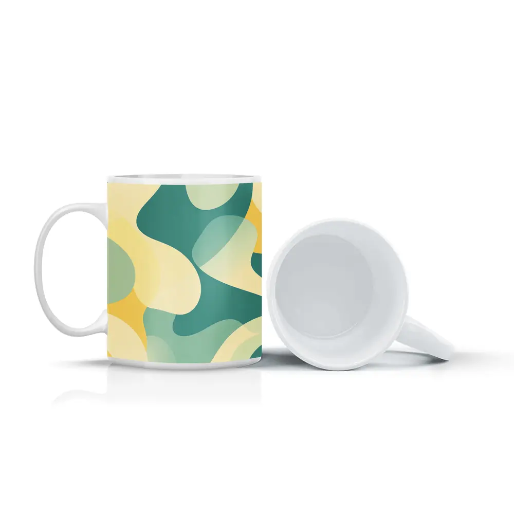 Teal Yellow Abstract Organic Blob Pattern – Mugs