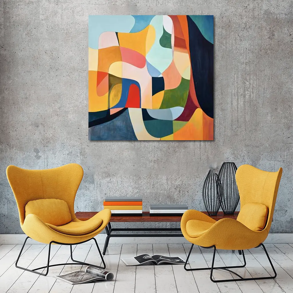 Colorful Abstract Organic Shapes Painting Art – Wall Art