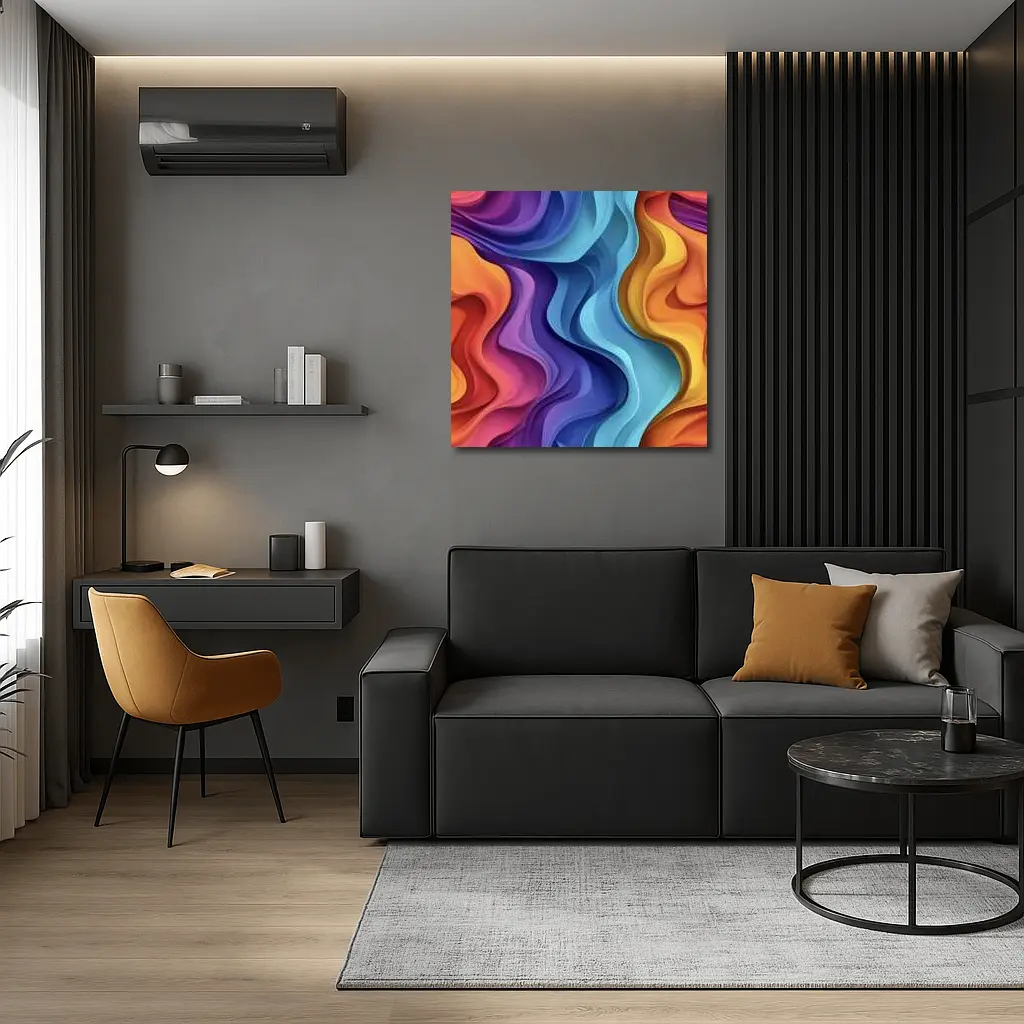 Colorful Abstract Wavy Layers Art Print – Wall Art
