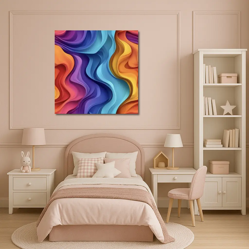 Colorful Abstract Wavy Layers Art Print – Wall Art