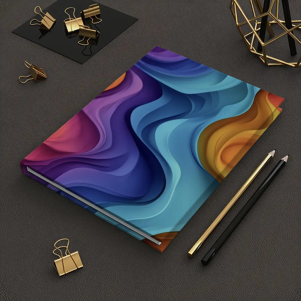 Colorful Abstract Wavy Layers Art Print – Notebooks