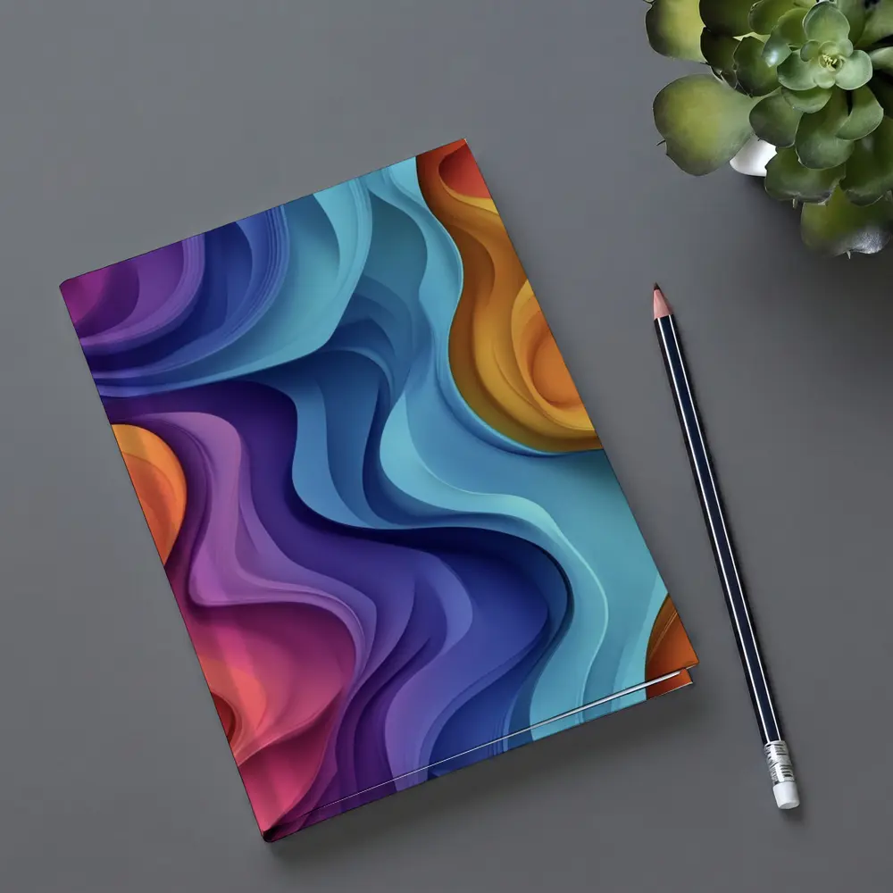 Colorful Abstract Wavy Layers Art Print – Notebooks