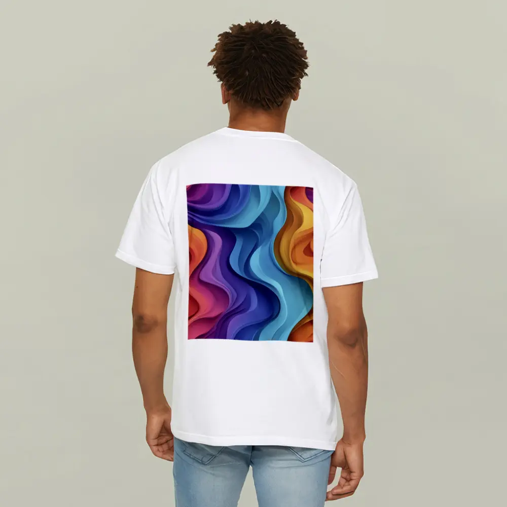Colorful Abstract Wavy Layers Art Print – T-Shirts