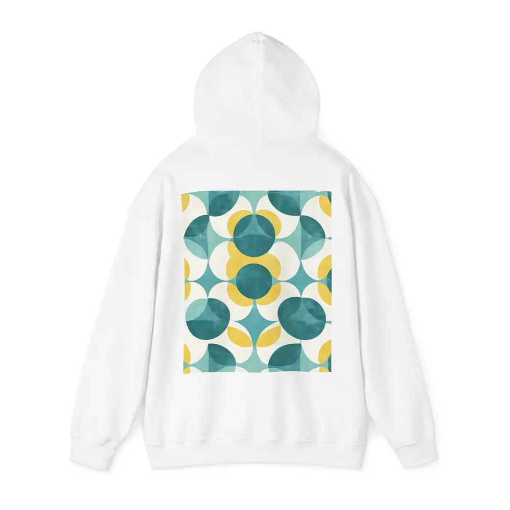 Retro Geometric Circle Pattern Teal Yellow – Hoodies