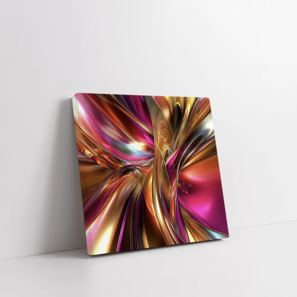 Gold Pink Abstract Metallic Swirl Art – Wall Art