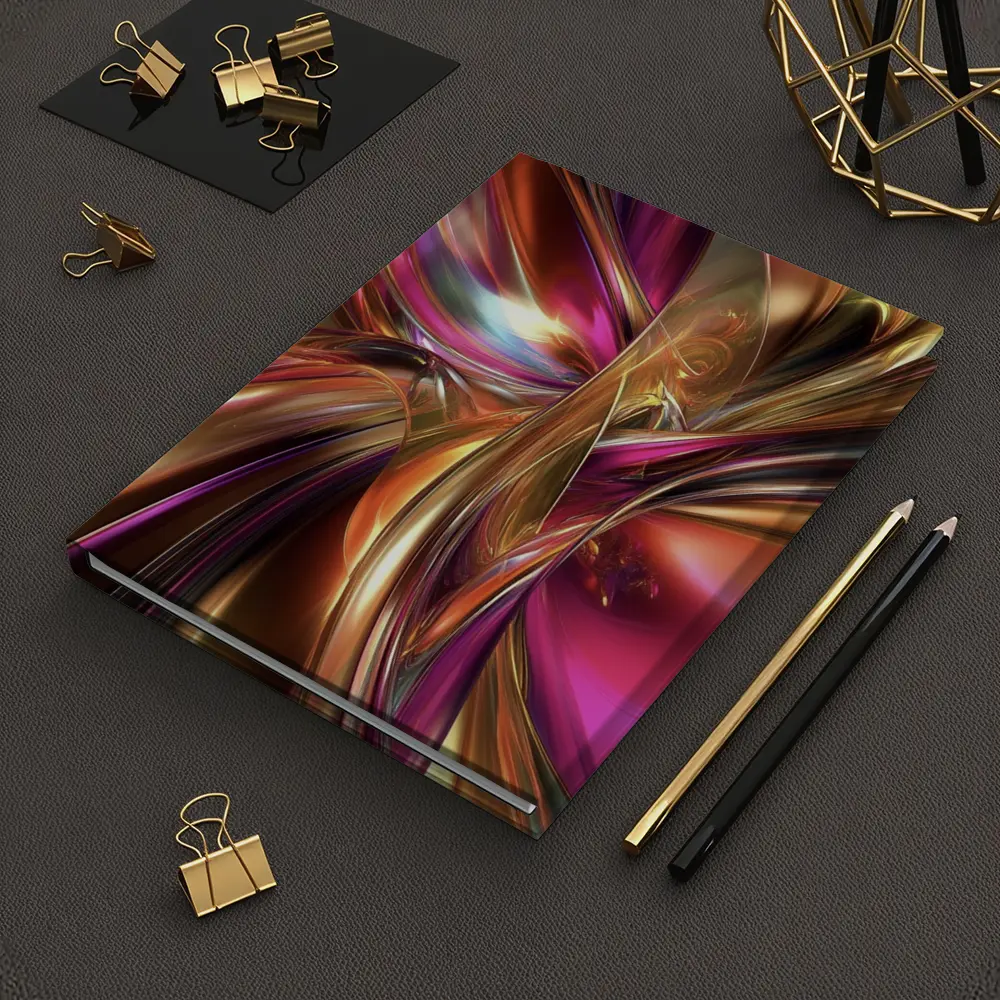 Gold Pink Abstract Metallic Swirl Art – Notebooks