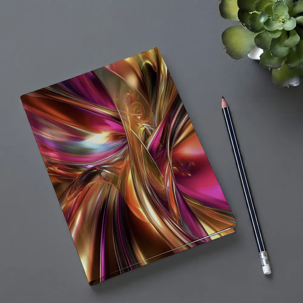 Gold Pink Abstract Metallic Swirl Art – Notebooks