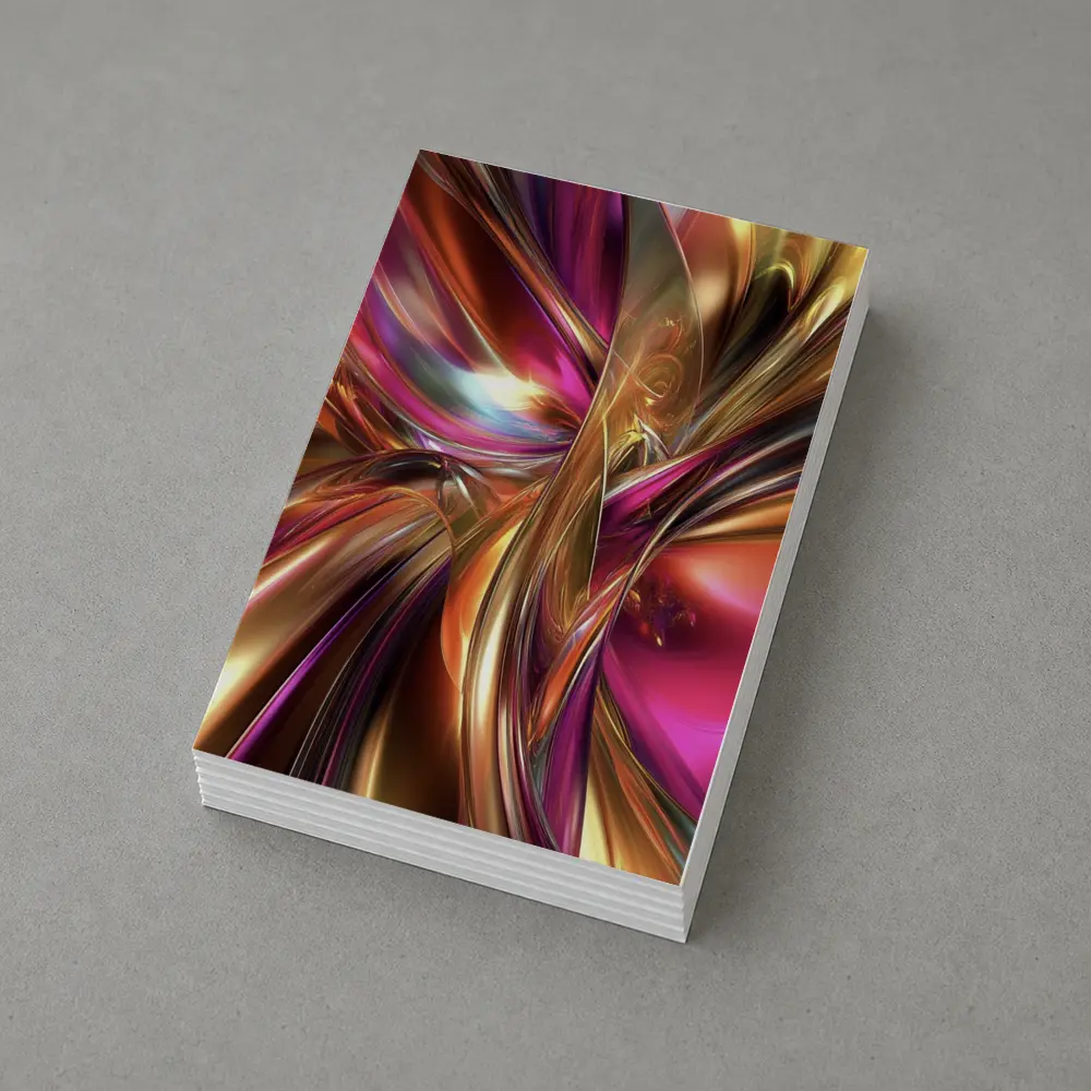 Gold Pink Abstract Metallic Swirl Art – Postcards