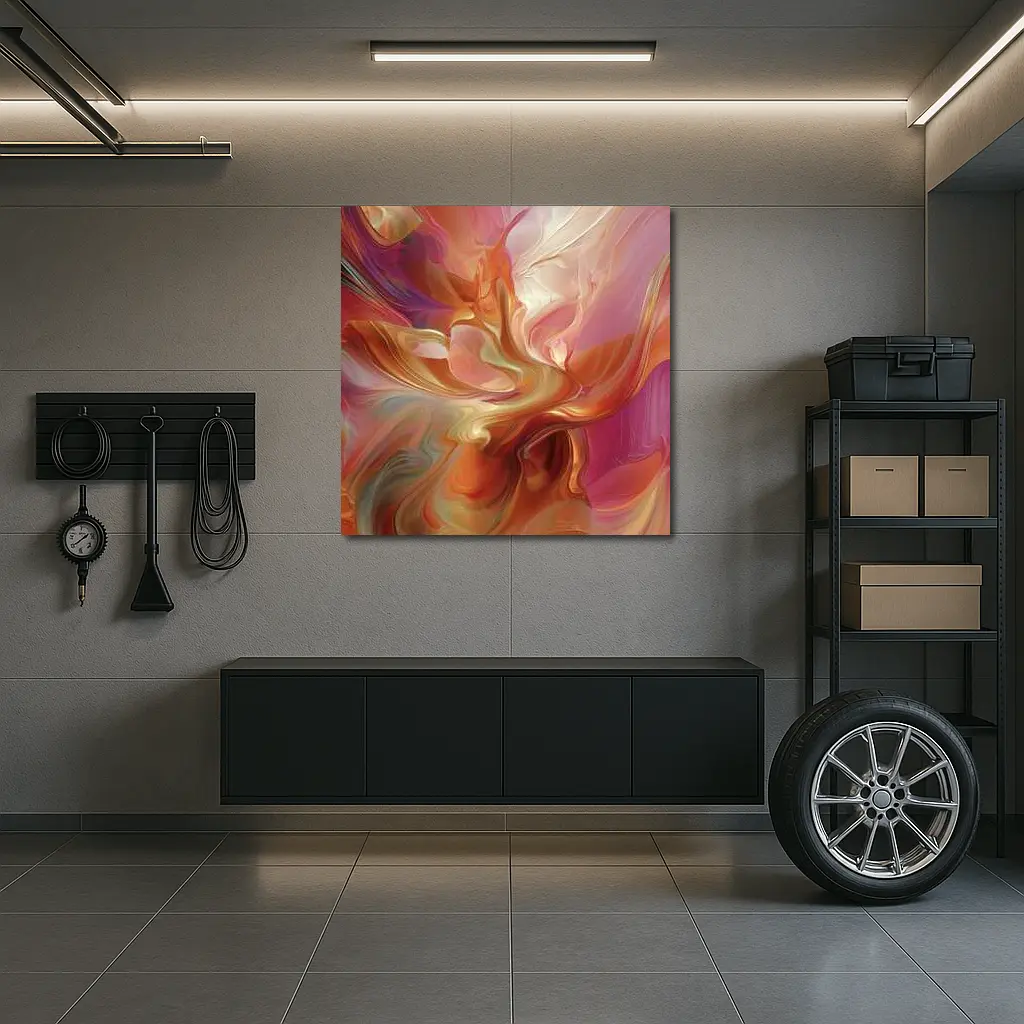 Warm Abstract Swirl Art Pink Orange Tones – Wall Art