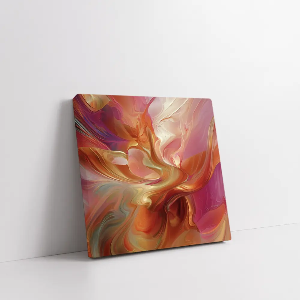 Warm Abstract Swirl Art Pink Orange Tones – Wall Art