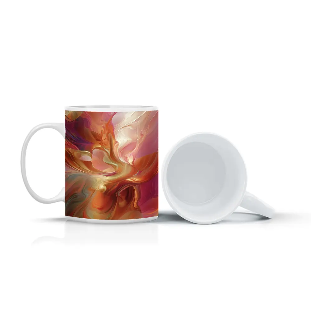 Warm Abstract Swirl Art Pink Orange Tones – Mugs