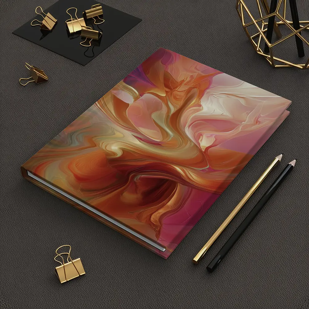 Warm Abstract Swirl Art Pink Orange Tones – Notebooks