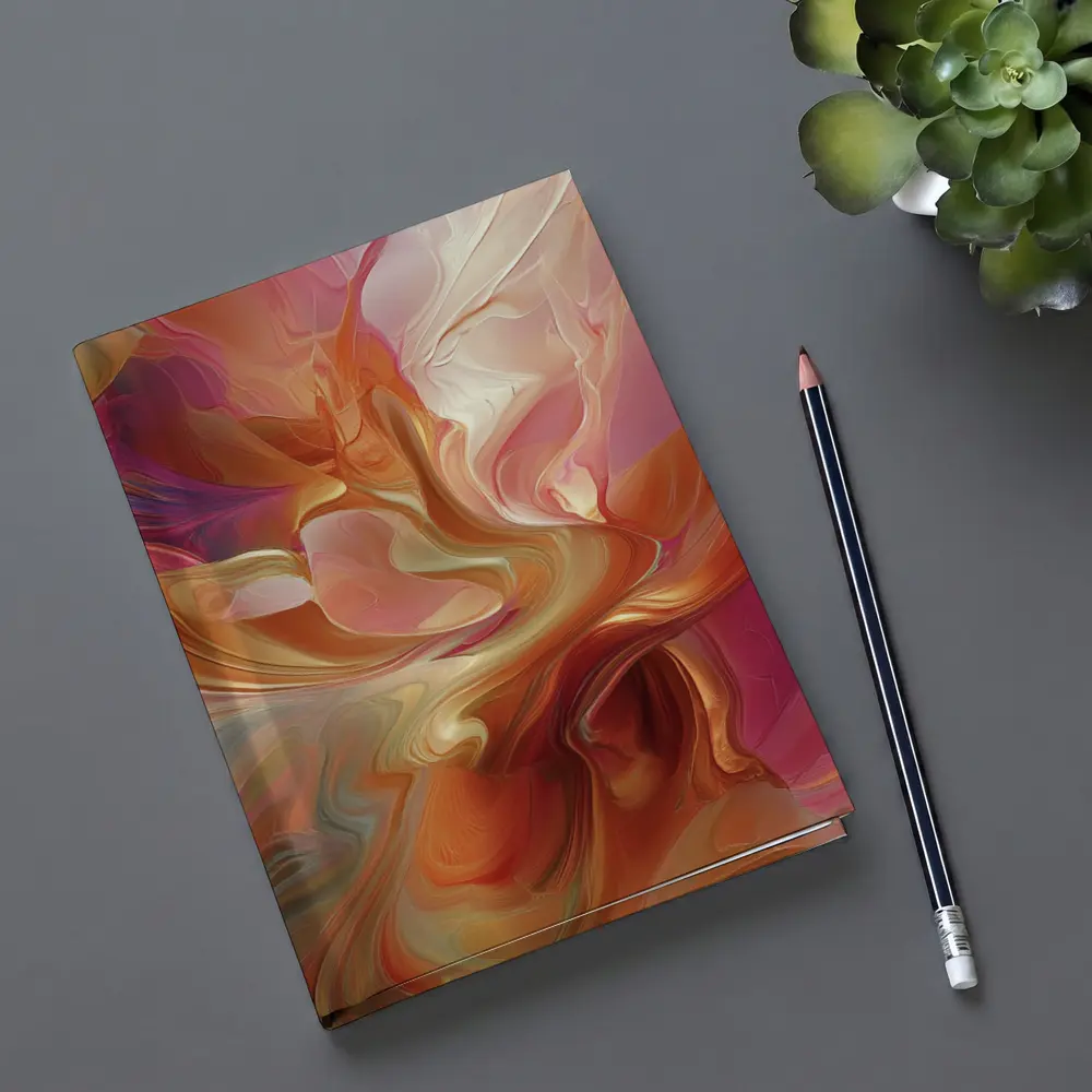 Warm Abstract Swirl Art Pink Orange Tones – Notebooks