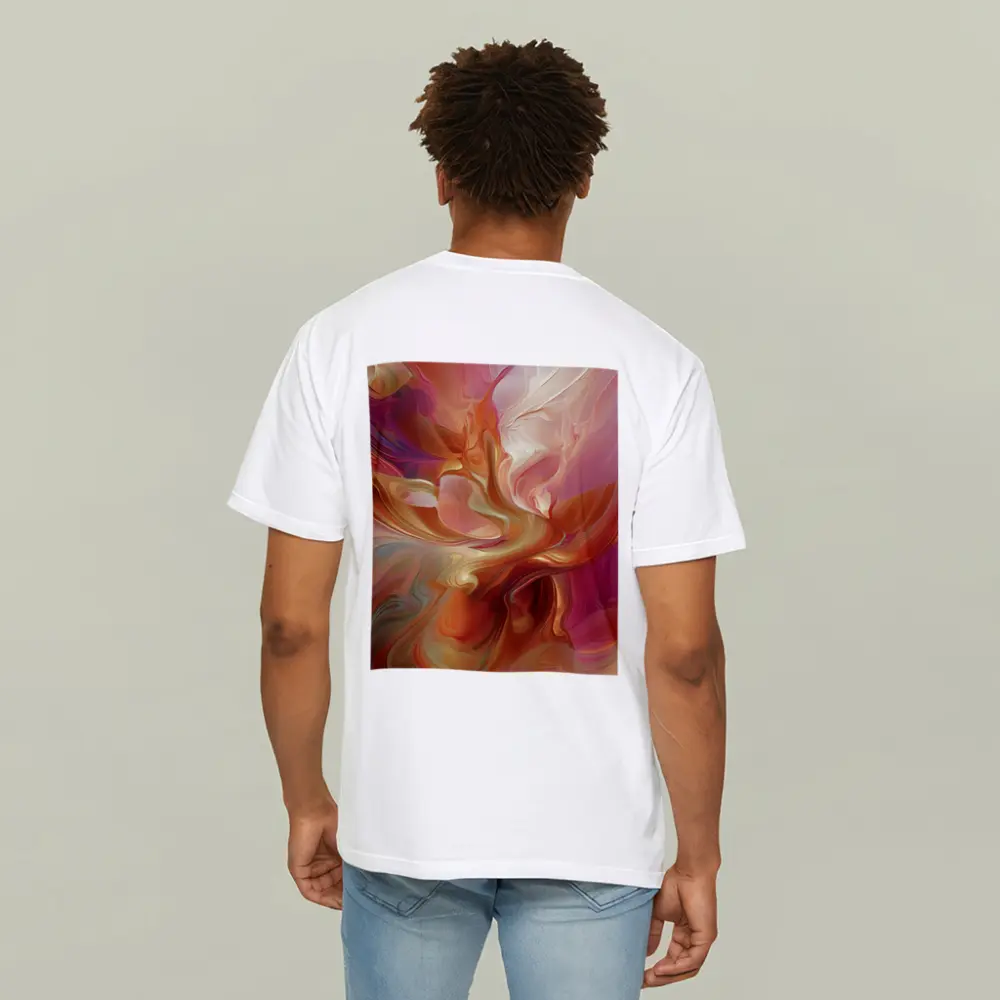 Warm Abstract Swirl Art Pink Orange Tones – T-Shirts