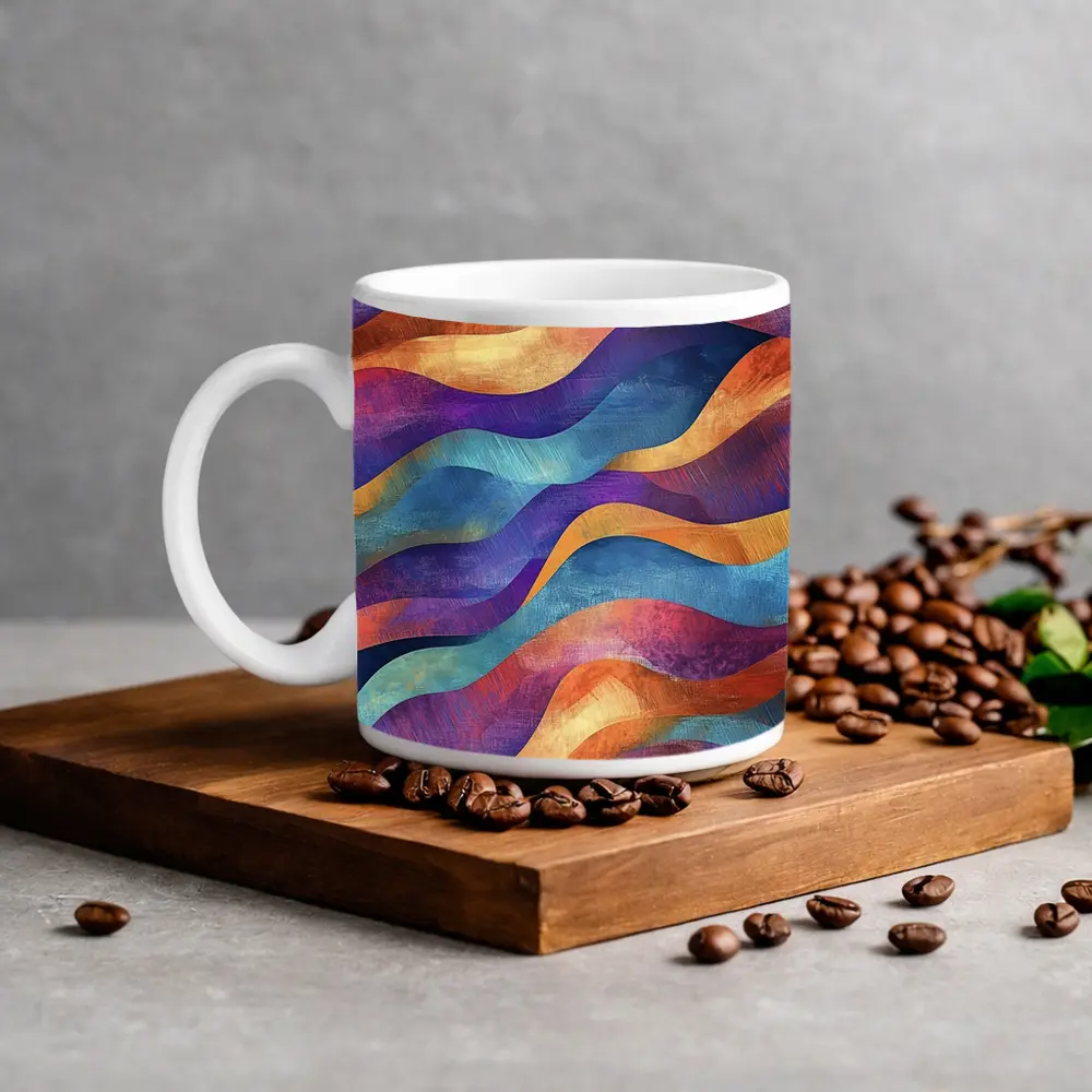 Colorful Abstract Wave Pattern Textured Art – Mugs