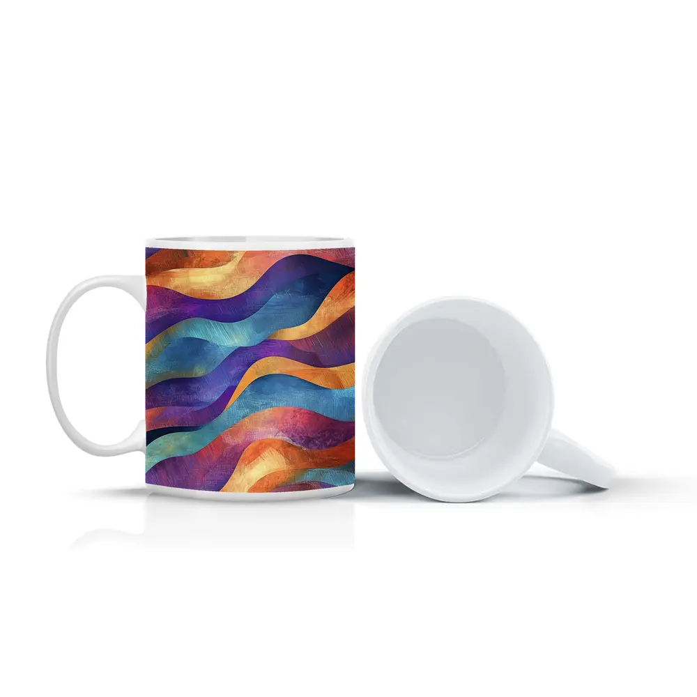 Colorful Abstract Wave Pattern Textured Art – Mugs