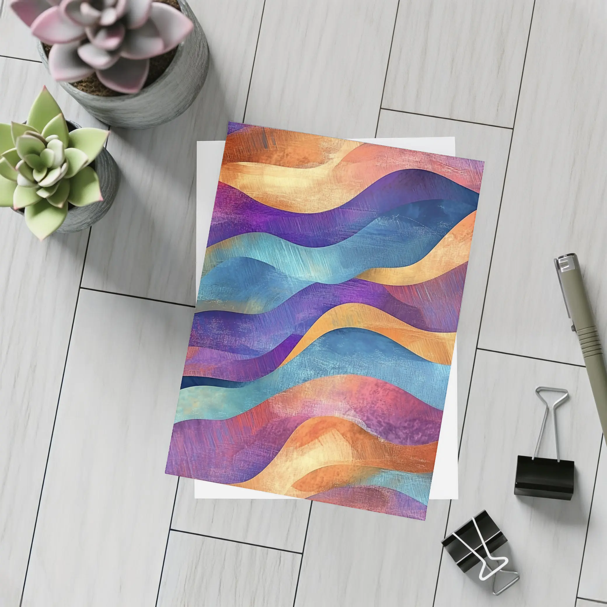 Colorful Abstract Wave Pattern Textured Art – Postcards