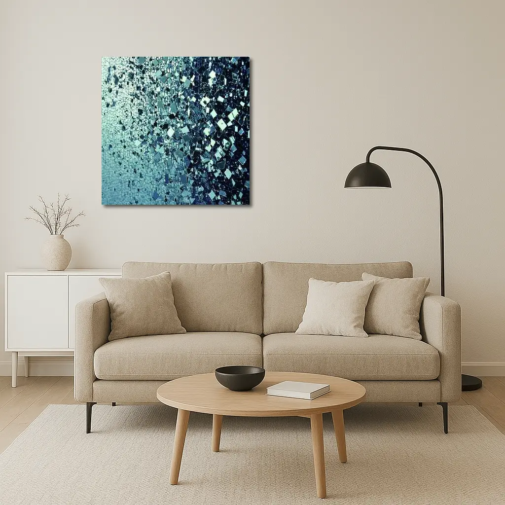Blue Silver Mirror Fragment Abstract Wall Art – Wall Art