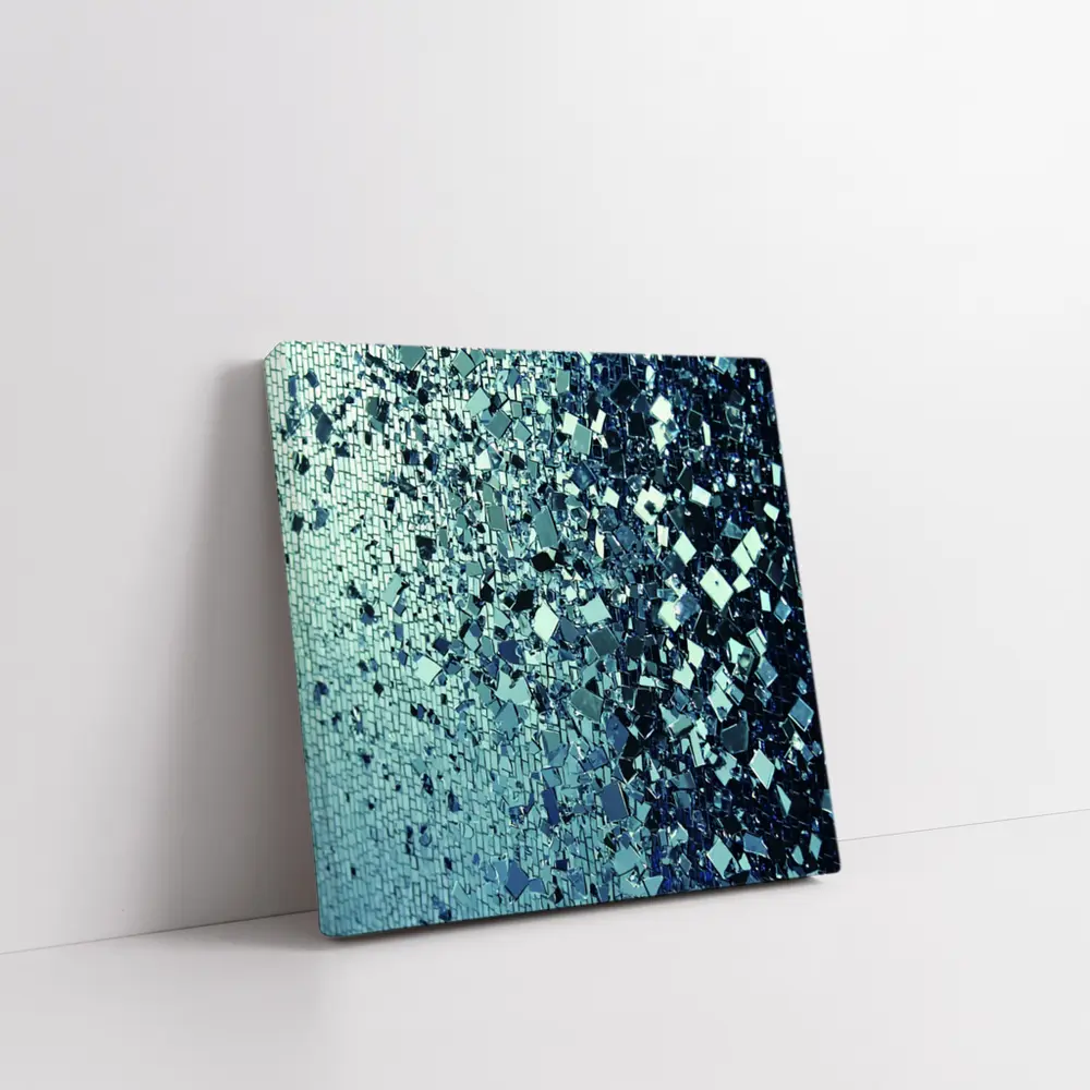 Blue Silver Mirror Fragment Abstract Wall Art – Wall Art
