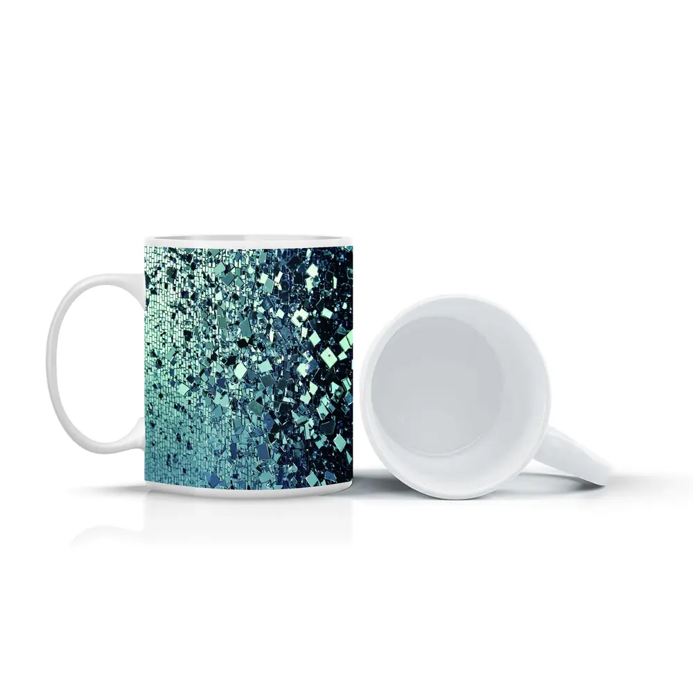 Blue Silver Mirror Fragment Abstract Wall Art – Mugs