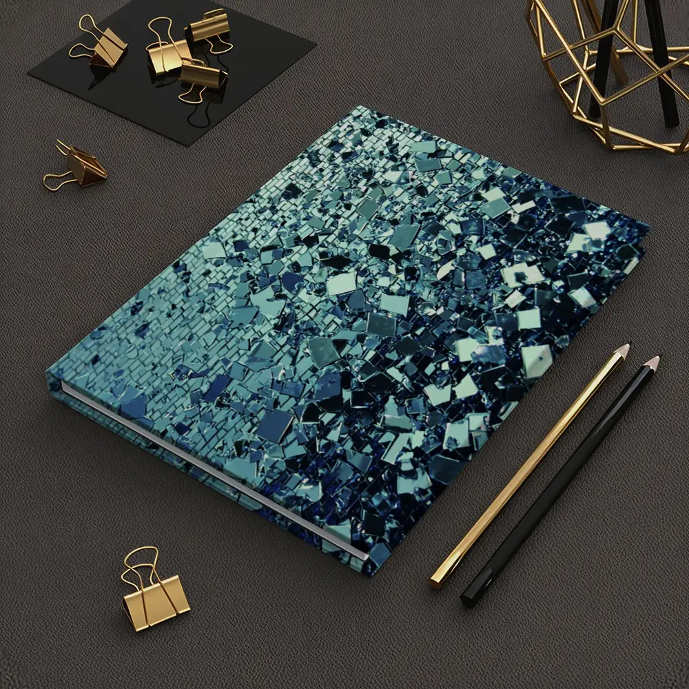 Blue Silver Mirror Fragment Abstract Wall Art – Notebooks