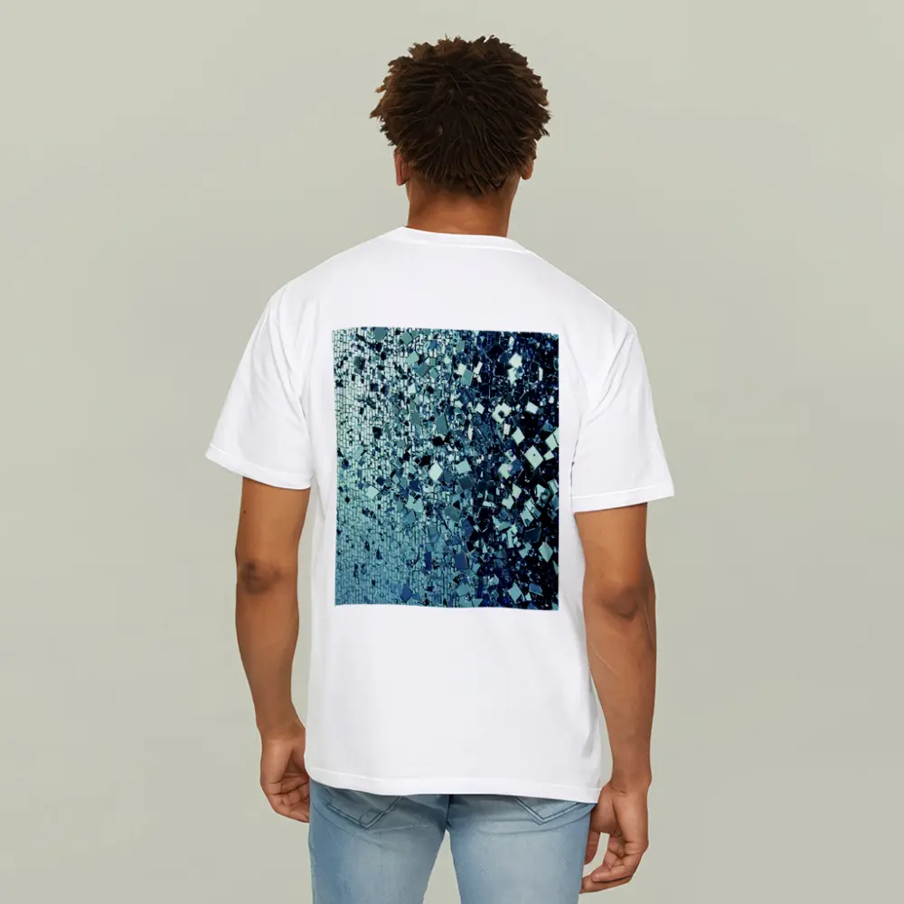 Blue Silver Mirror Fragment Abstract Wall Art – T-Shirts
