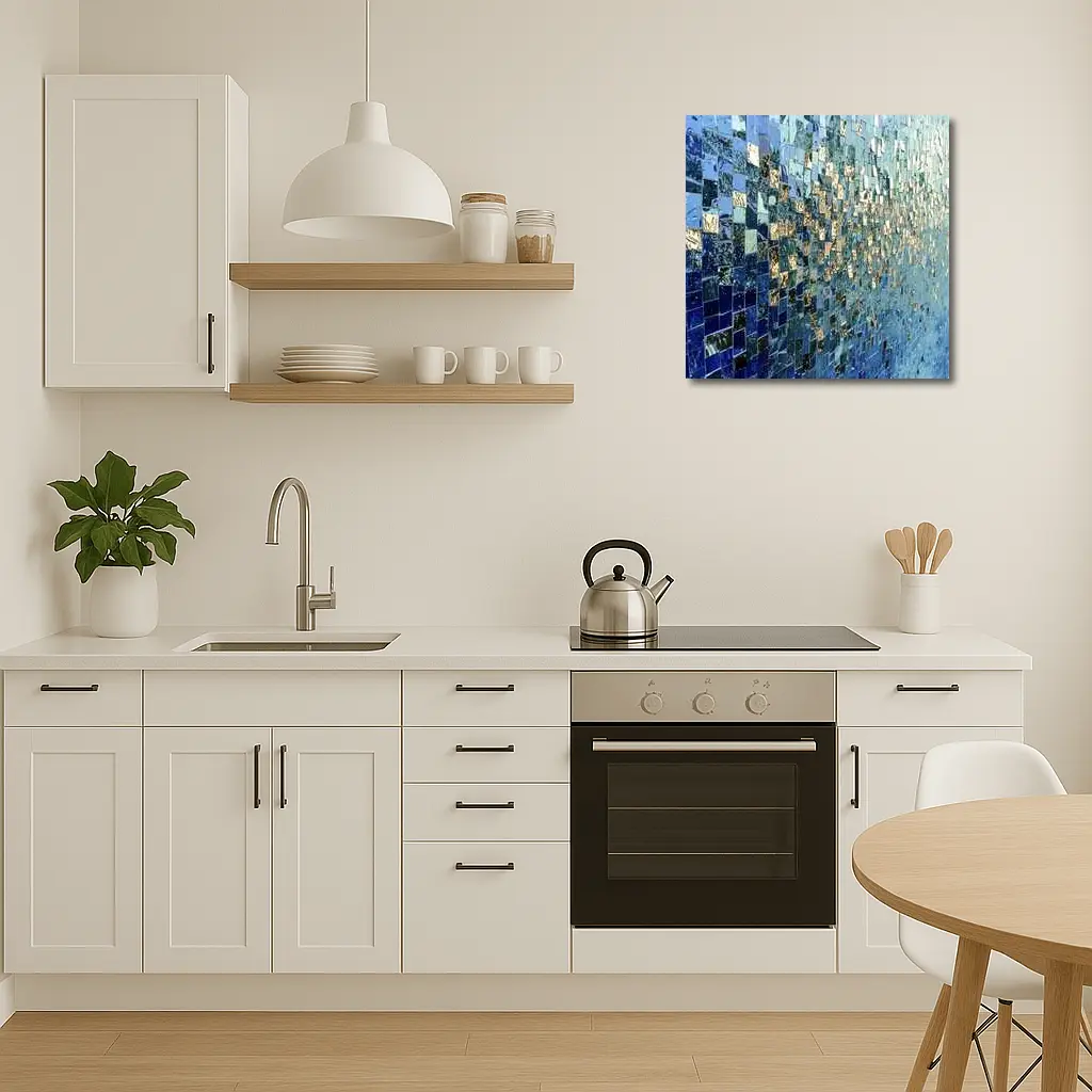 Blue Gold Mosaic Tile Abstract Wall Art – Wall Art